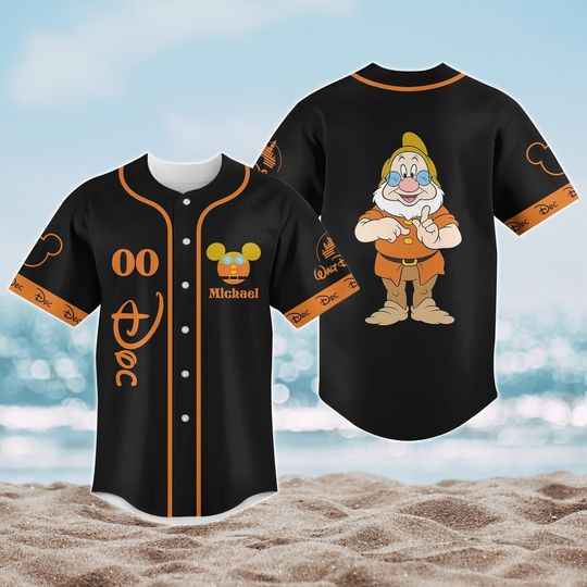 Custom Doc Baseball Jersey, Disney Seven Dwarfs Jersey Shirt, Doc Baseball Shirt, Fairytale Tee, Classic Disney Outfit