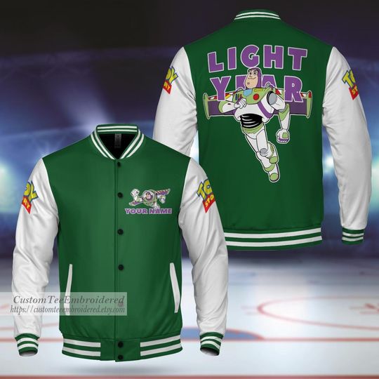 Personalized Toy Story Buzz Lightyear Varsity Jacket, Personalized Disney Jacket, Baseball Team Outfit, Disney Uniform Varsity