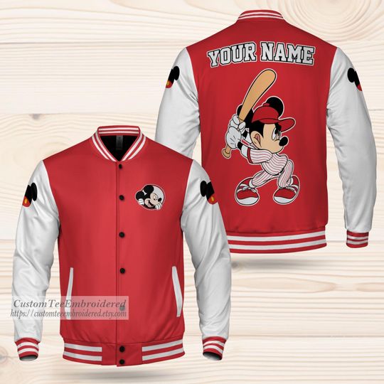 Personalize Disney Mickey Varsity Jacket, Adult Varsity Jacket, Personalized Disney Jacket, Baseball Team Outfit, Disney Uniform Varsity