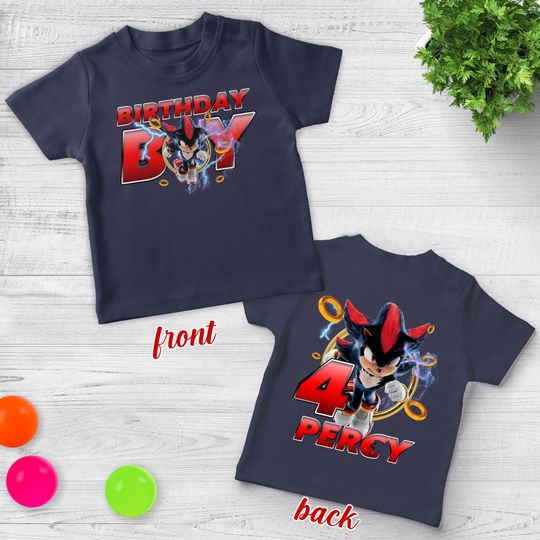 Personalized Shadow Double-Sided Birthday Shirt | Personalized Shadow The Hedgehog Shirt | Shadow Character Tee for Gamers&Party Crew JCLF02