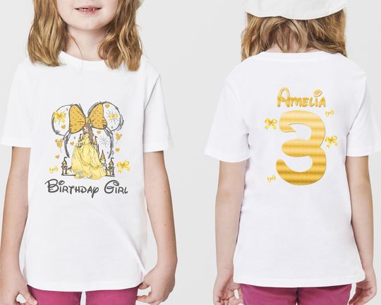 Princess Belle Birthday Shirt, Personalized Birthday Girl Tee, Disney Princess Birthday Trip Shirt, Squad Party Shirts NGOA10