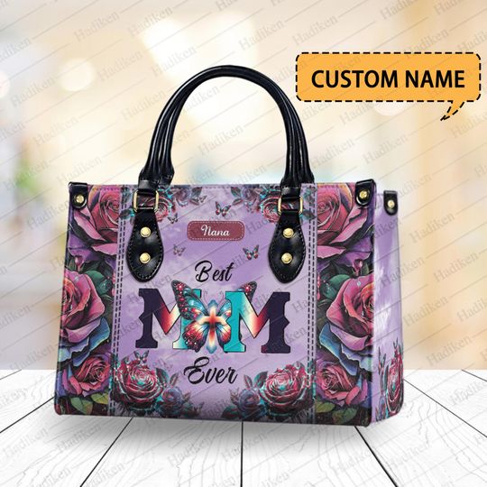 Personalized "Best Mom Ever" Leather Handbag - Custom Name Gift for Mom, Christian Mother's Day Handbag