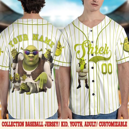 Personalized Shrek Baseball Jersey Shirt, Shrek And Fiona Baseball Shirt, Disney Characters Jersey Team Shirt, Cartoon Lover