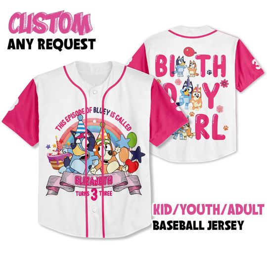 Personalized BlueyDad Birthday Jersey, Custom Family BlueyDad Jersey, BlueyDad Birthday Boy/Girl Baseball Jersey, BlueyDad Birthday, BlueyDad Kids, BlueyDad