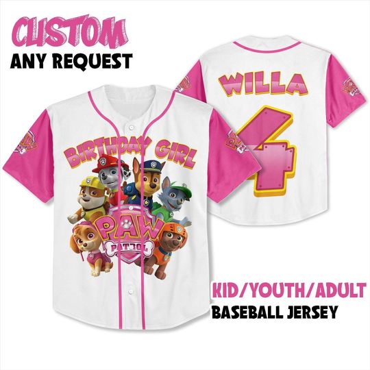 Personalized Patrol Birthday Jersey, Custom Family Patrol Jersey, Patrol Birthday Boy/Girl Baseball Jersey, Paw Patrol Birthday