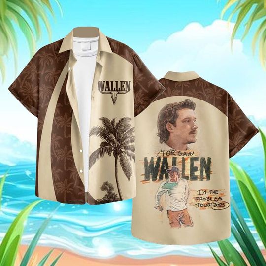 Mor-gan Wallen Im The Problem Tour 2025 Hawaiian Shirt, Aloha Shorts, Flora Hawaiian Shirt with Face, Funny Mother Day Gift 9425AT37