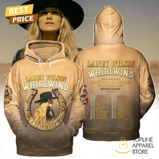 Lainey Wilson Whirlwind World Tour Design Hoodie 3D best new