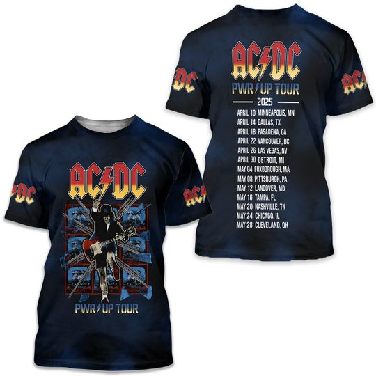 AC.DC 3D Apparel Power Up Tour 2025 US 3D T-Shirt, AC.DC Power Up Tour 3D T-Shirt, Music Tour 3D T-Shirt