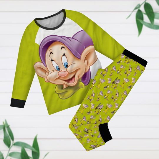 Dopey Dwarfs Family Pajamas Set, Snow White And Seven Dwarfs Holiday Pjs, Disney Dopey Matching Pajamas, Cartoon Movie Xmas Pjs