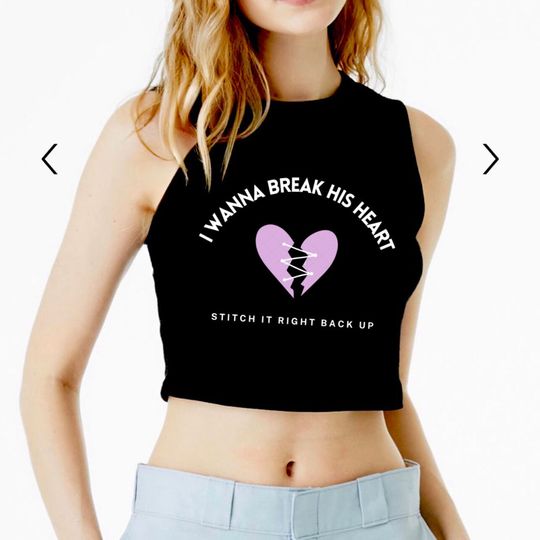 Break His Heart Stitch It Right Back Up Get Him Back! Olivia Rodrigo Butterfly Crop Tank Top