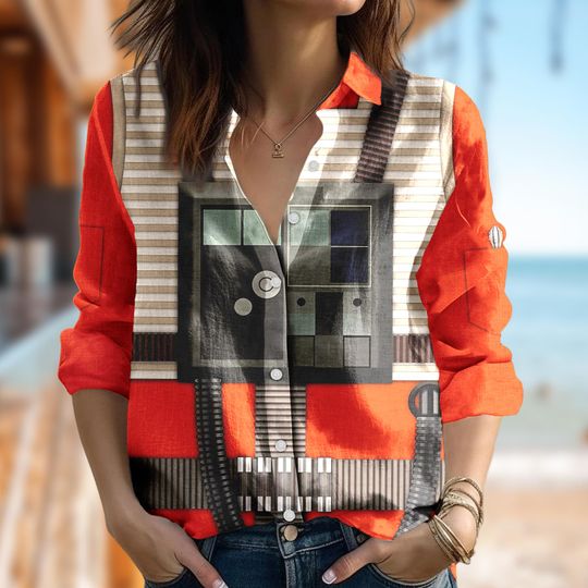 Star Wars Shirt, Rebel Pilot Casual Women Shirt, Galaxy's Edge Button Up Tee, Cartoon Women Blouses Shirt, Magic Kingdom Trip Gift