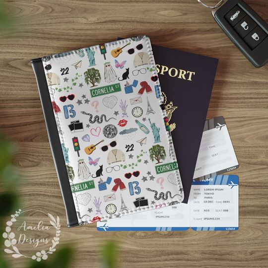 Eras Lyrics Icons Passport Holder | Fan Gift Passport Cover | Travel Wallet | Traveling Purse | Gift for Wife | Friend | Mother's Day