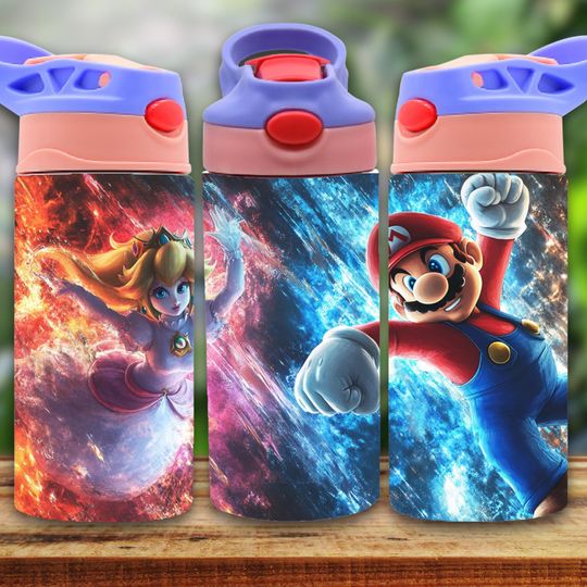 Mario 12oz Tumbler, Kids Cartoon 12oz Cup Tumbler, Back To School Gift