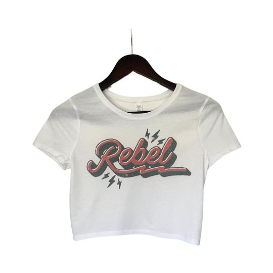 Rebel Crop Top, Vintage Rock Music Band Crop Top Shirt, 90s Retro Fashion Tops, Festival Tops, Streetwear, Gift for Her