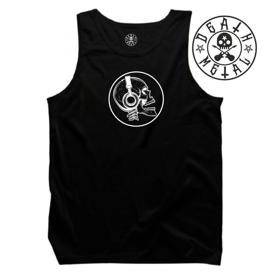Skull Headphones Vest Music Clothing Pop Hip Hop Jazz Rock n Roll Heavy Metal Punk Band Classic Retro Xmas Birthday Fans Gift Men Tank Top