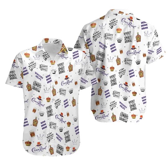 Crown Royal Button Shirt Short, Drinking Whisky Hawaii Short, Whiskey Lover Shirt and Shorts, Alcohol Label Button Shirt, Whiskey Shirt