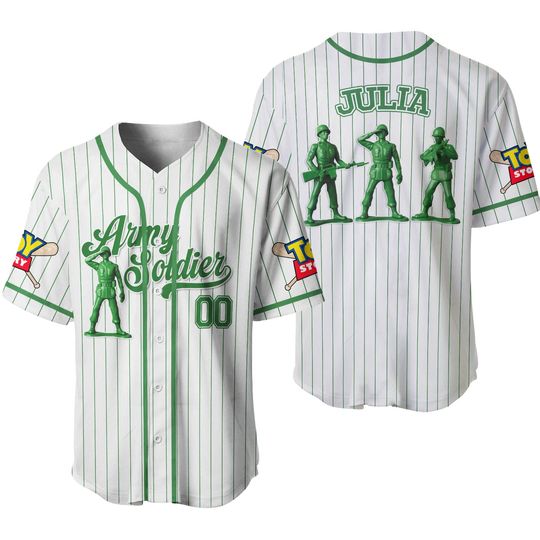 Custom Army Soldier Toy Story Baseball Jersey, Disney Toy Story Baseball Jersey, Disney Baseball Team Outfit, Toy Story Jersey Gift