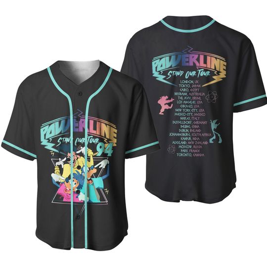Goofy Movie Baseball Jersey, Max Goofy Roxanne Powerline Football Jersey, Disney Stand Out World Tour Jersey, Goofy Movie Shirt