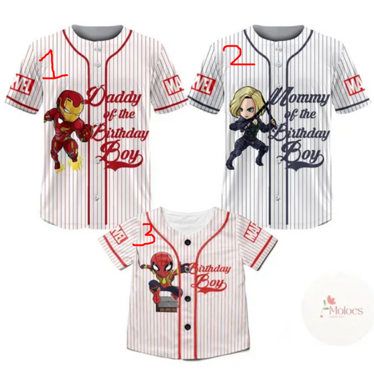 Personalized Disney Marvel Avengers Family Birthday Baseball Jersey, Superhero Squad Spiderman Birthday Boy, Birthday Girl, Marvel Family