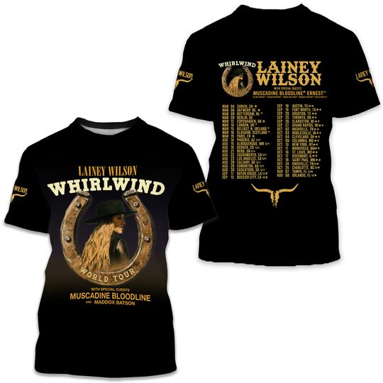 Lainey Wilson Whirlwind World Tour 2025 t-shirt 3D