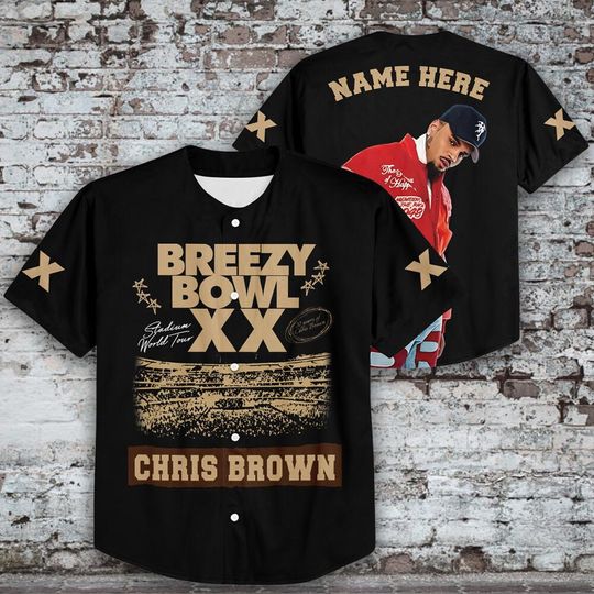 Personalized Chris Brown Breezy 11:11 Tour 2025 Baseball Jersey, Custom Chris Brown 2025 Tour Team Baseball Jersey