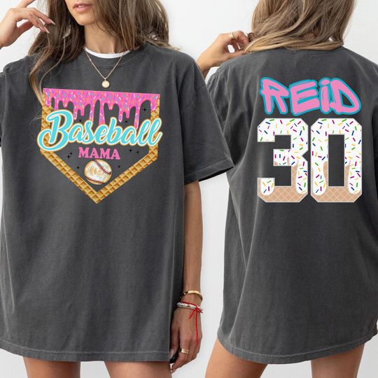 Personalized Baseball Drip Mama Shirt, custom baseball jersey, Team Mom T Shirt, ice cream drip tee, Mother's Day Gift