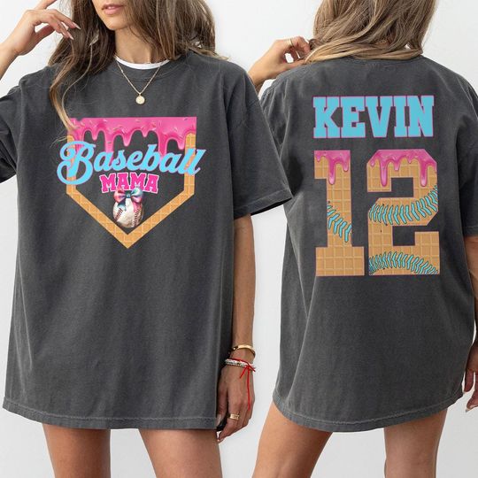 Personalized Baseball Drip Mama Shirt, custom baseball jersey, Team Mom T Shirt, ice cream drip tee, Mother's Day Gift