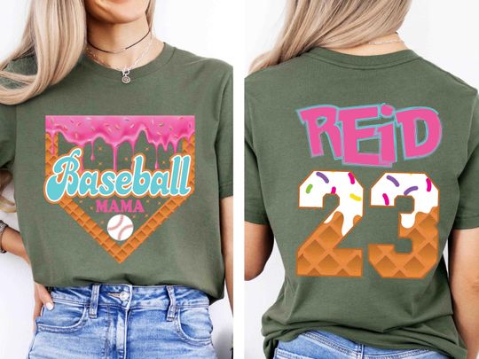Custom Baseball Drip Mama T-shirt,Ice Cream Drip T-shirt,Baseball Mama T-shirt,Baseball Team Number T-shirt,Baseball Jersey,Mothers Day Gift