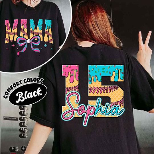 Two Side Custom Name Baseball Mama Drip Shirt, Game Day Shirt, Sport Shirt, Mother Day Shirt