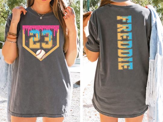 Personalize Baseball Drip Mama Shirt, Ice Cream Drip Baseball, Custom Baseball Jersey Name Number Shirt, Mothers Day Gift