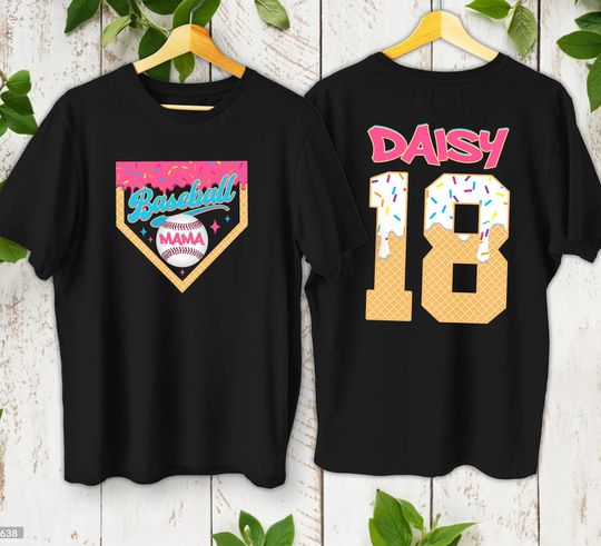 Personalized Baseball Drip Mama Shirt, custom baseball jersey, Team Mom T Shirt, ice cream drip tee, Mother's Day Gift