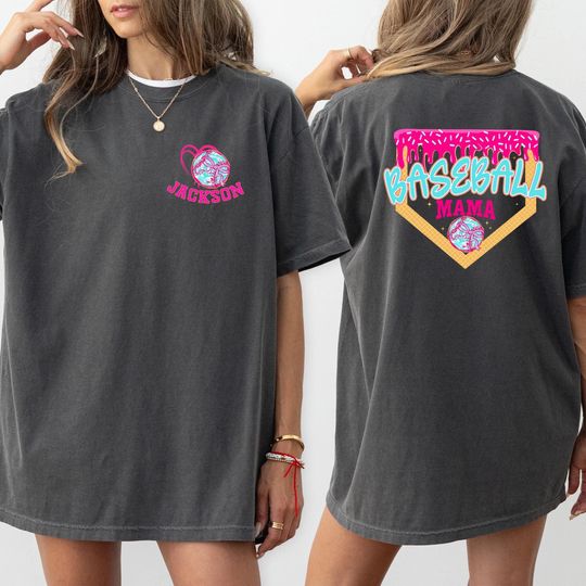 Custom Baseball Drip Mama Shirt, Personalized Baseball Jersey Shirt, Ice Cream Drip Tee, Mother's Day Gift, Baseball Shirt