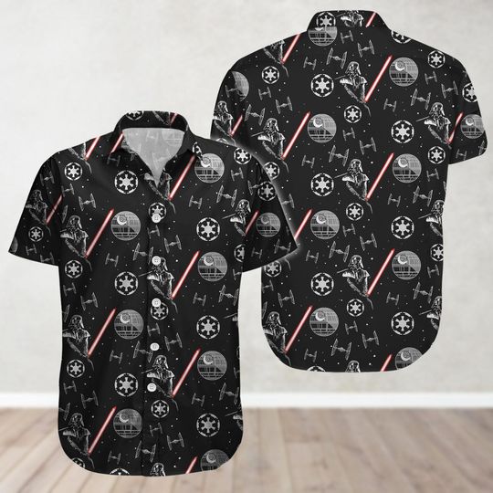 Darth Vader Hawaiian Shirt, Star Wars Aloha Button Shirt, Men's Beach Shirt, Sci-Fi Summer Shirt, Disney Vacation, Star Wars Fans Gift