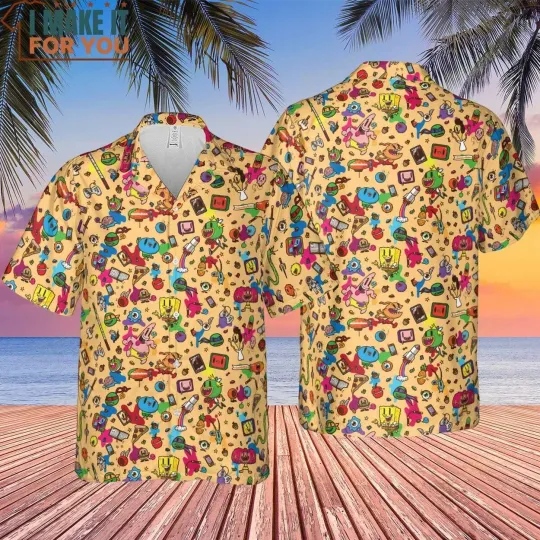 Spongebob Doodle Hawaiian Button Down Shirt