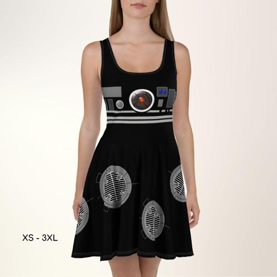 Star War Droid BB-9E  Inspired Skater Dress Star Adult Halloween Costume Cosplay  Halloween Dress Running Costume Half Marathon Theme Party