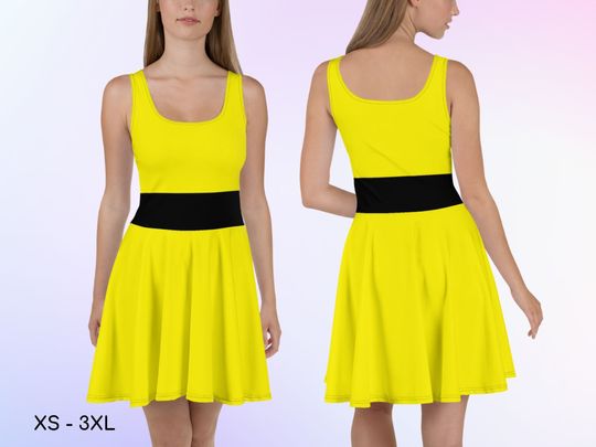 Anime Girls Princess Morebucks Inspired Cosplay Skater Dress, Halloween Ppg Superhero, Gift for Her, Hero Girl Fan Art 90's Cartoon Blossom