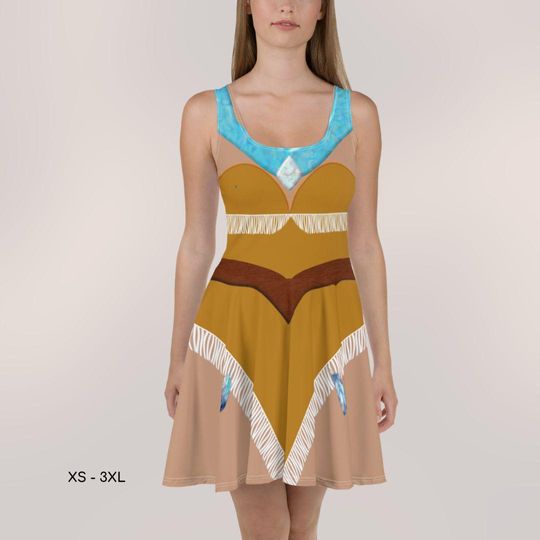 Pocahontas Inspired Skater Dress Running Costume Adult Halloween Costume Half Marathon Cosplay Outfit