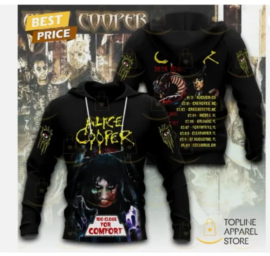 Alice Cooper 2025 Tour Too Close For 3D Hoodie