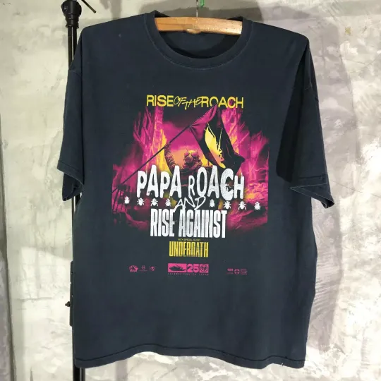 Papa Roach Rise Of The Roach Tour 2025 short sleeve black shirt KV30496