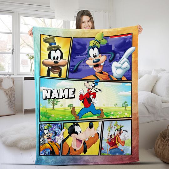Personalized A Goofy Movie Blankets Custom Name Tapestry Christmas Gift for Boys Girls and Adults winter blankets