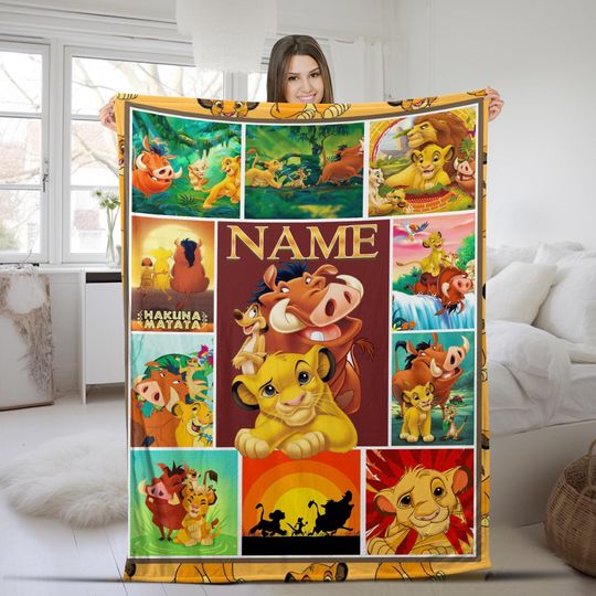 Personalized Disney The Lion King Blanket, Custom Mufasa Simba Timon Pumbaa Baby Blanket, Lion King Birthday Gift, Hakuna Matata