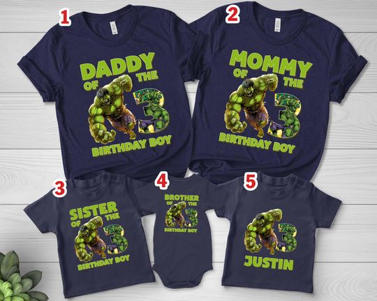 Personalized Incredible Hulk Birthday Shirt, Family Matching Hero Shirts, Hulk Party Tee,Super Hero Birthday Shirt for Toddler & Kids