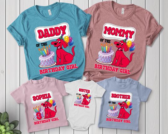 Clifford the Big Red Dog Shirt, Personalized Clifford Dog Family Birthday Shirt, Clifford Dog Birthday Party Shirt, Family Matching