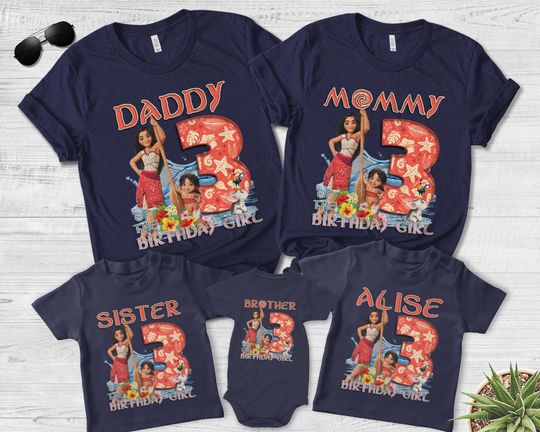 Personalized Disney Moana 2 Princess Birthday Girl Shirt, WDW Disneyland Family Birthday Trip, Moana Simea Birthday Girl Shirt