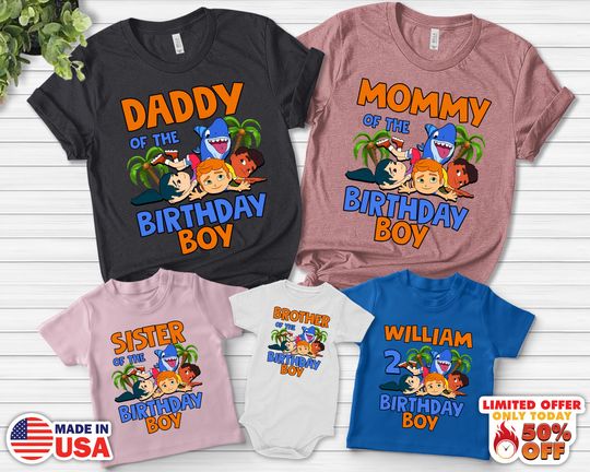 Sharkdog Birthday Shirt Shark dog Party Theme Birthday Shirt Shark Dog Shirt Sharkdog Family Shirt Family Birthday Party Shirt