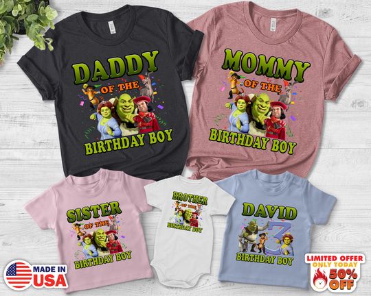 Shrek Birthday Shirt, Personalized Shrek Birthday Theme Shirt, Sherk Matching Family Birthday Shirt, ShrekShirt, Birthday Gift