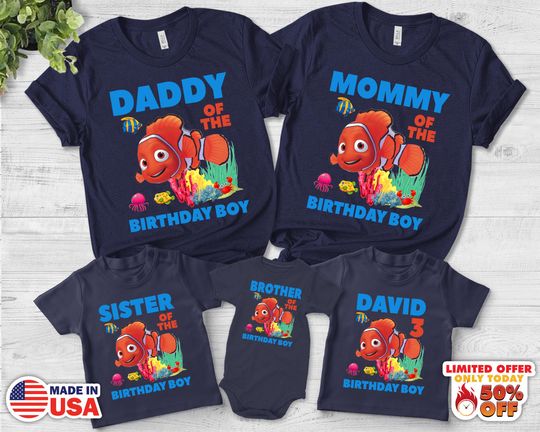Finding Nemo Birthday Shirt, Birthday Party Shirt, Finding Nemo Family Matching Shirts, Disney Kids Shirt, Gift For Boy/Girl