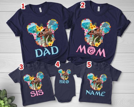 Moana Birthday Shirt, Disney Princess Family Shirt, Custom Moana Party Tee, Mom Dad Disney Trip Shirt, Maui Moana 2 Birthday Tee