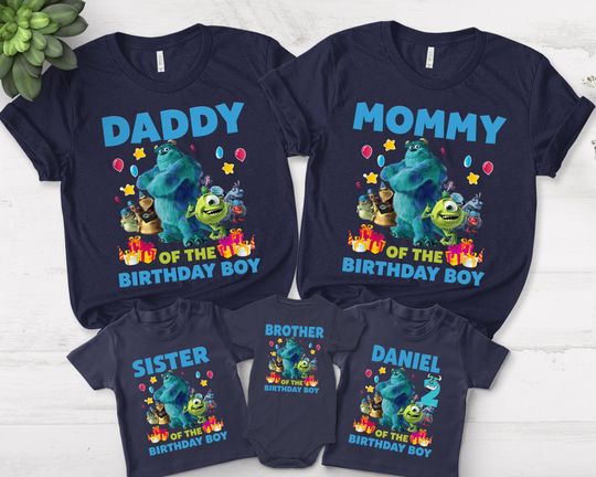 Personalized Monsters Inc Birthday Shirt, Monsters Inc Family Shirt, Monsters Birthday Party Shirt, Disney Cartoon Birthday Tee