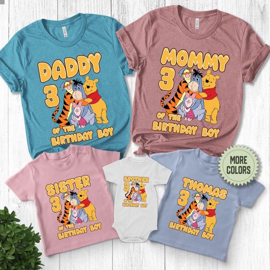 Personalized Winnie The Pooh Birthday Shirt, Winnie The Pooh Family, Winnie The Pooh Party Matching Shirt, Custom Pooh Bear Shirt